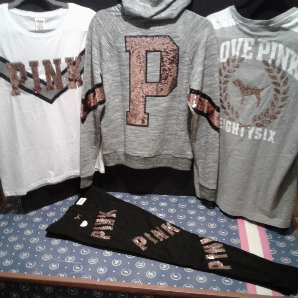 ⚡SALE⚡VS PINK Rose Gold Bling 4 pc Set NWT